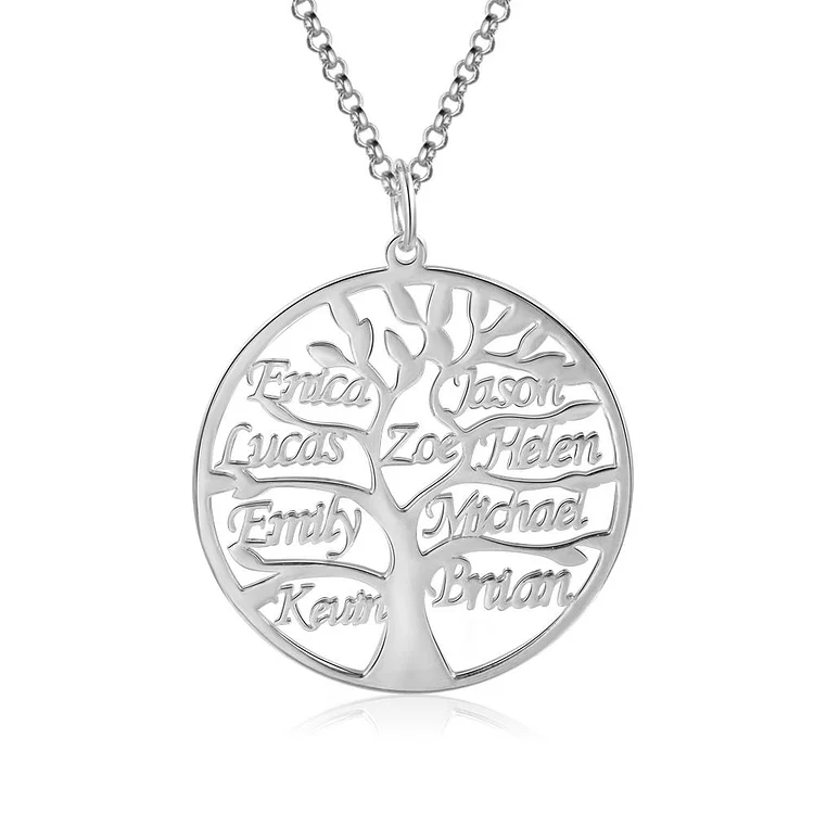 Family Tree Name Necklace Custom 9 Names Personalized Name Necklace