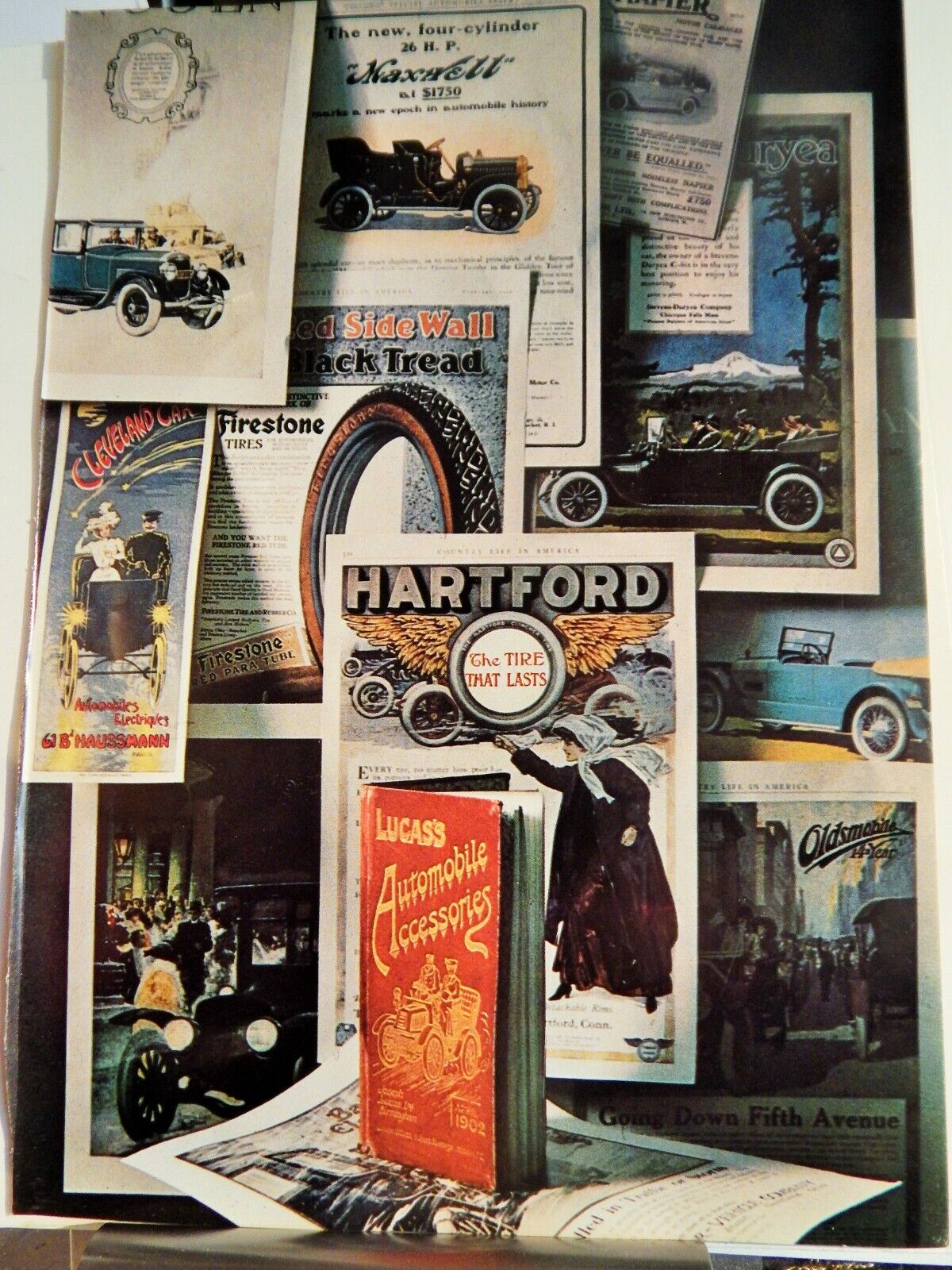 Photo Poster painting GALLERY OF EARLY AUTOMOBILE FLYERS 1967 reprint