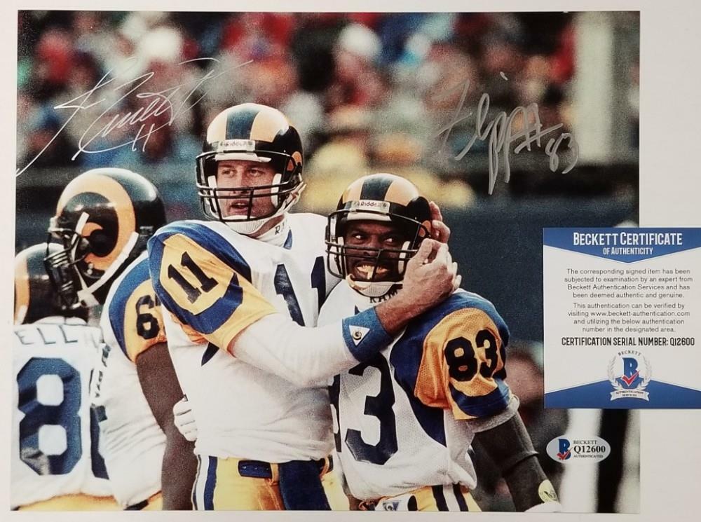 Jim Everett & Willie Flipper Anderson signed LA Rams 8x10 Photo Poster painting ~ BAS COA