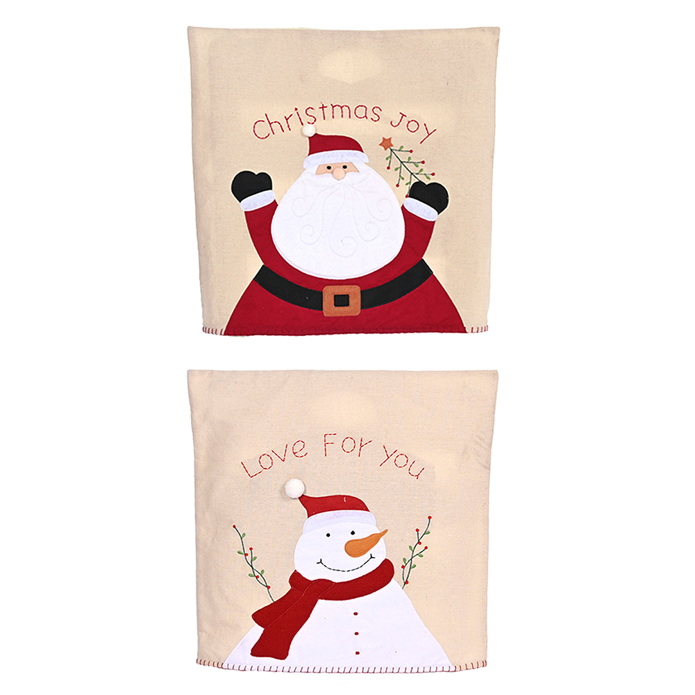 

Christmas Chair Cover Embroidery Non-woven Linen Stool Back Wrap Sleeve, Snowman, 501 Original