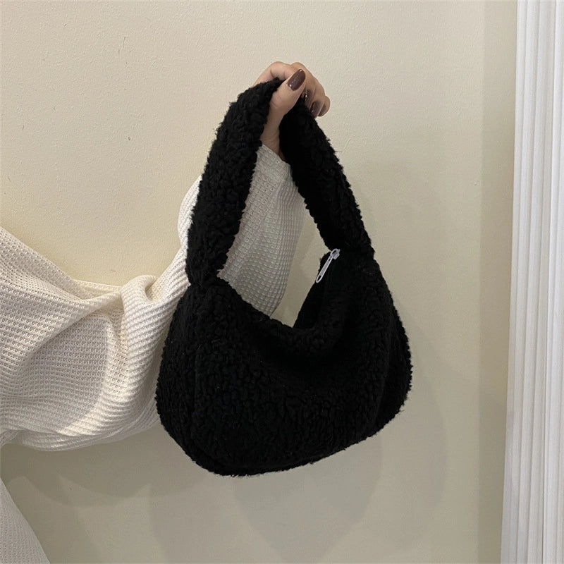 Women’s Small Plush Leopard Vintage Style Classic Style Dumpling Shape Zipper Handbag