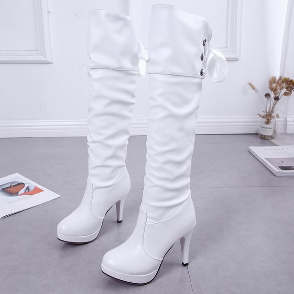 Pointed high heel over knee boots women new thin heel boots show thin high boots leather boots women - Life is Beautiful for You - SheChoic