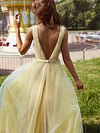 Yellow Color Deep V-Neck Wedding Maxi Dress