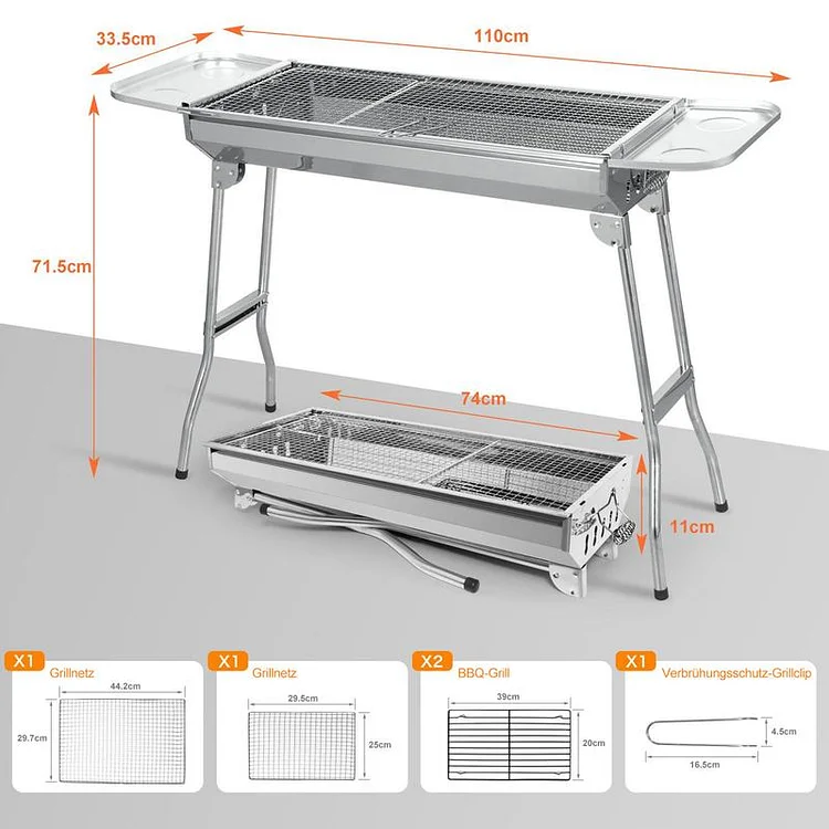 💎 -50% AUF DEN KLAPPBAREN HOLZKOHLEGRILL AUS EDELSTAHL! 💎 Kompakt, Tragbar & Perfekt f&uuml;r Camping und Garten ✨