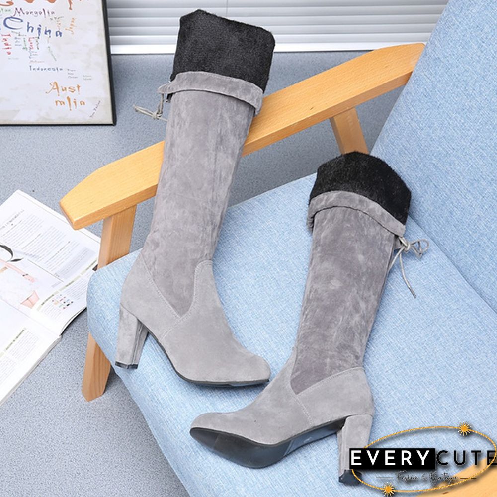 Autumn And Winter Women's Fashion Boots Over Knee High Boot Lace Up High Heel Long Thigh Boots Shoes