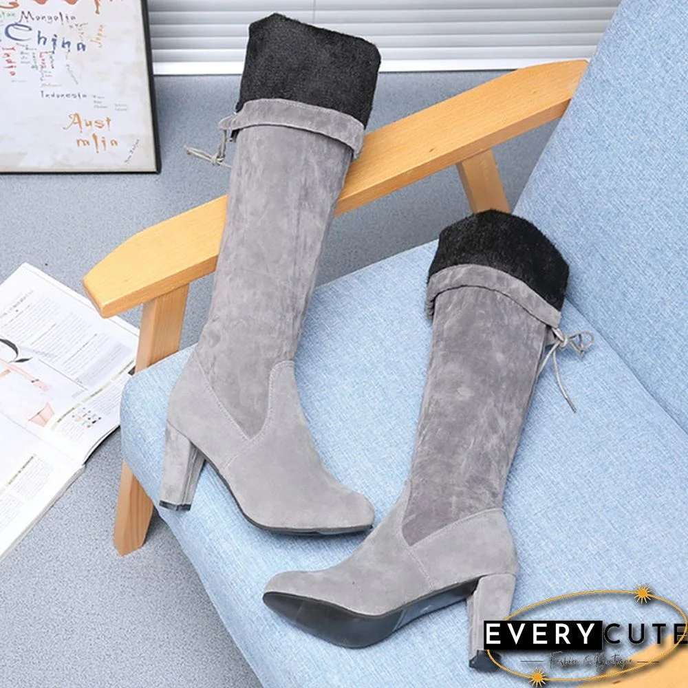 Autumn And Winter Women's Fashion Boots Over Knee High Boot Lace Up High Heel Long Thigh Boots Shoes