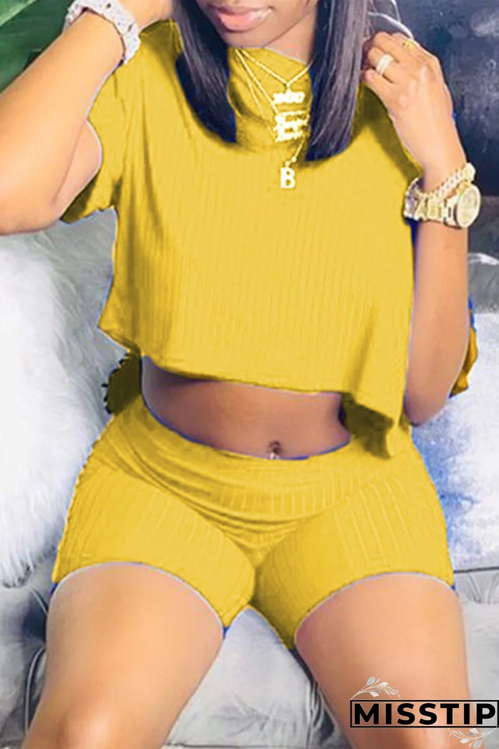 Black Fashion Casual Solid Basic O Neck Short Sleeve Two Pieces