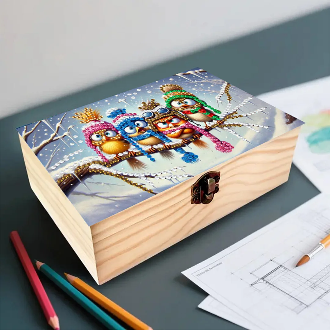 Bird DIY Wooden 5D Diamond Art Diamond Art Storage Box for Adults Gifts Desktop