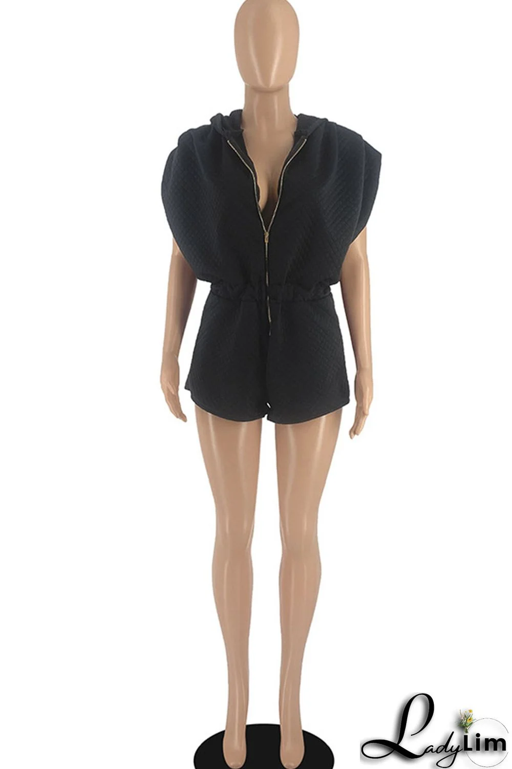 Army Green Casual Solid Patchwork Zipper Hooded Collar Straight Jumpsuits