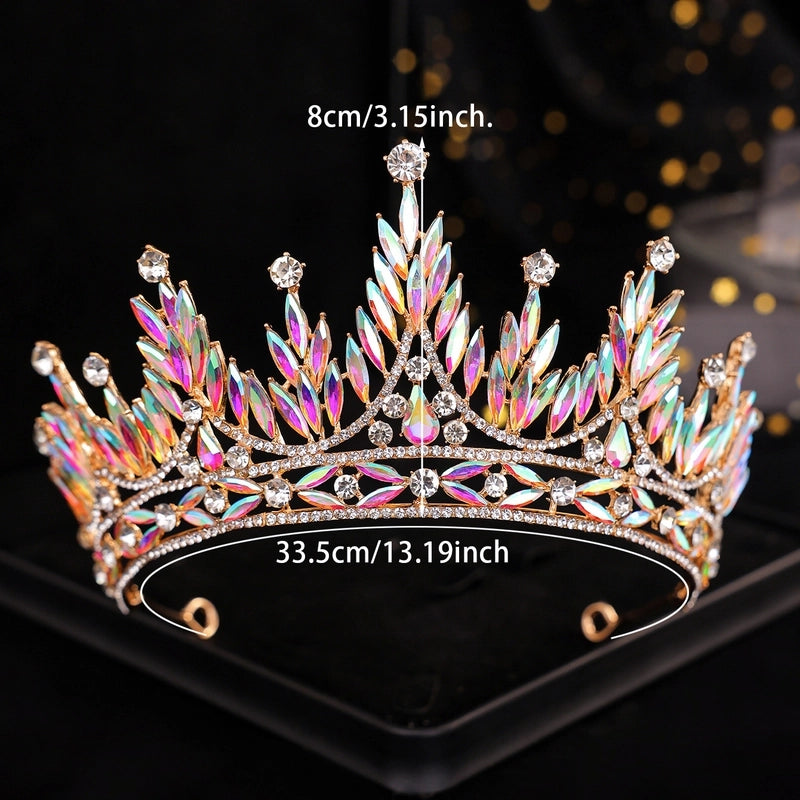 Elegant Luxurious Women’s Multicolor Alloy Inlay Rhinestones Crown