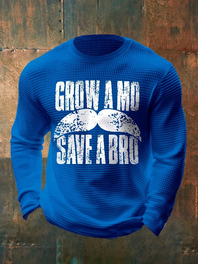 Men's Retro  November Men's Health Grow A Mo Save A Bro Print T-Shirt socialshop
