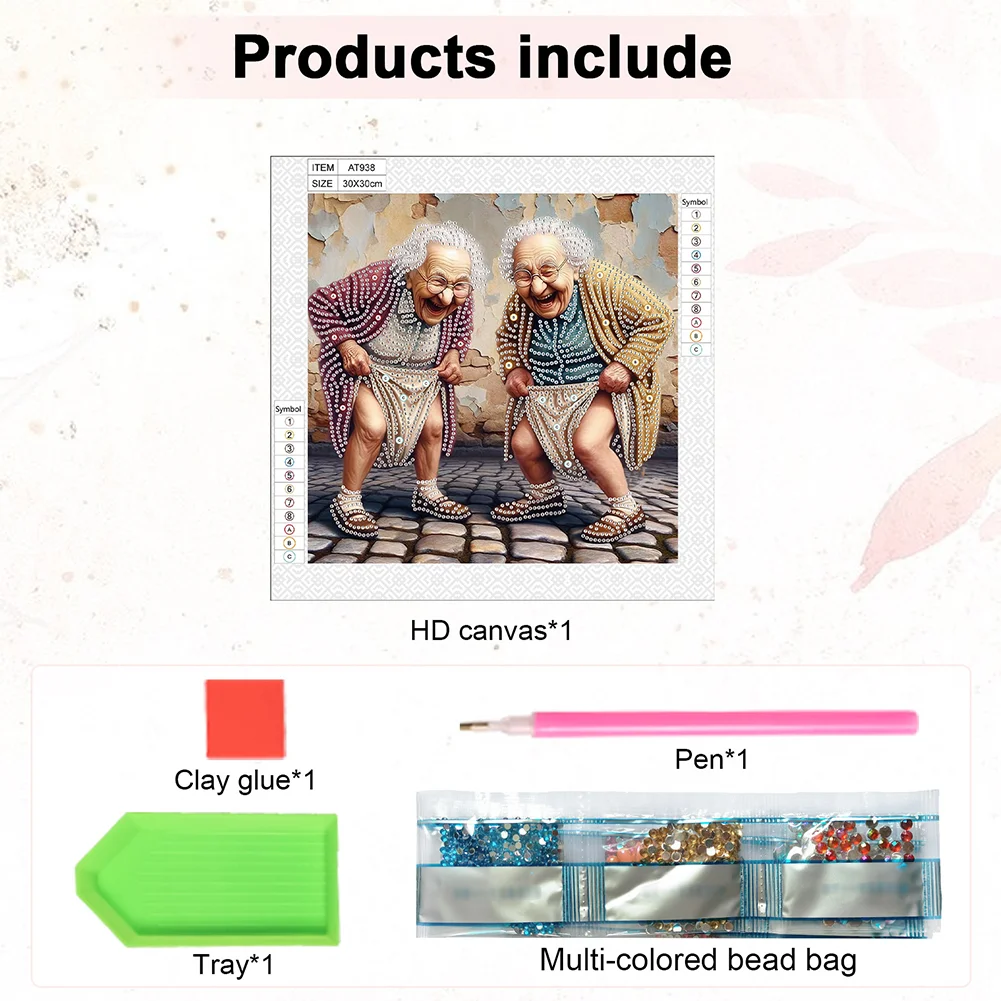 Diamond Painting - Partial Special Shaped Drill - Funny Granny(Canvas|30*30cm)