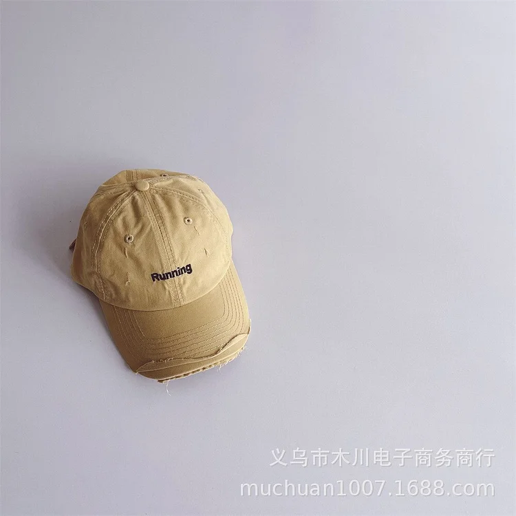 Cyber red childrens baseball cap personality hole running boys and girls soft top versatile sunshade cap