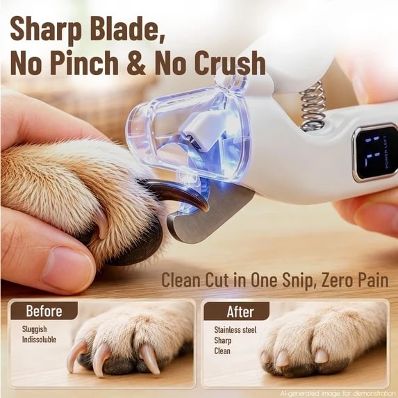 MAXLAPTER 2-in-1 Dog Nail Clippers with LED Light, Rechargeable Pet Nail Grinder for Small Dogs & Cats, 4-Speed Quiet Painless Claw Trimmer