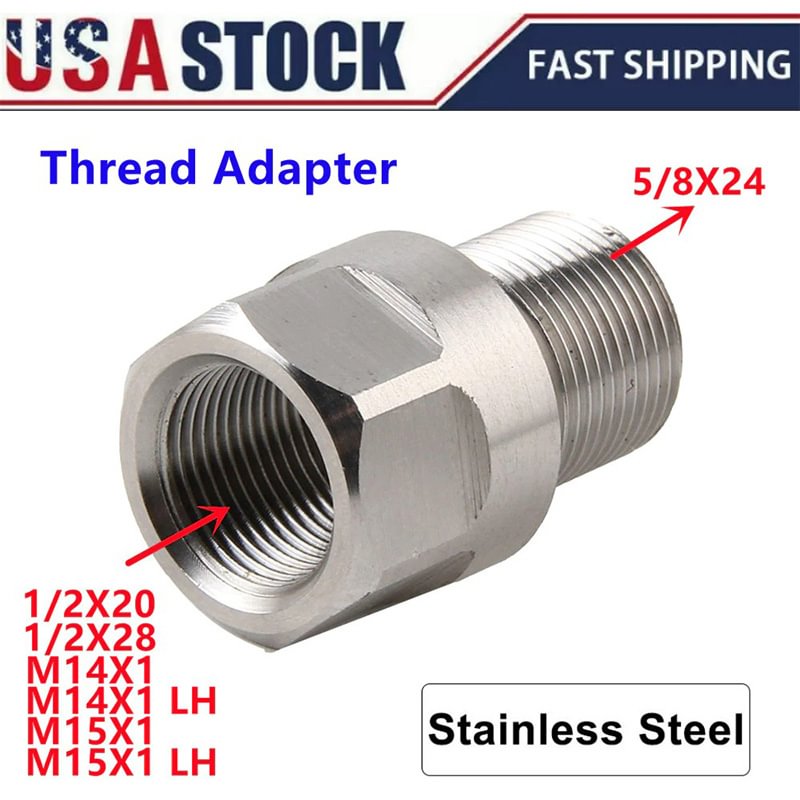 Stainless Steel Thread Adapter 1/2-28 M14x1 M15x1 to 5/8-24  device