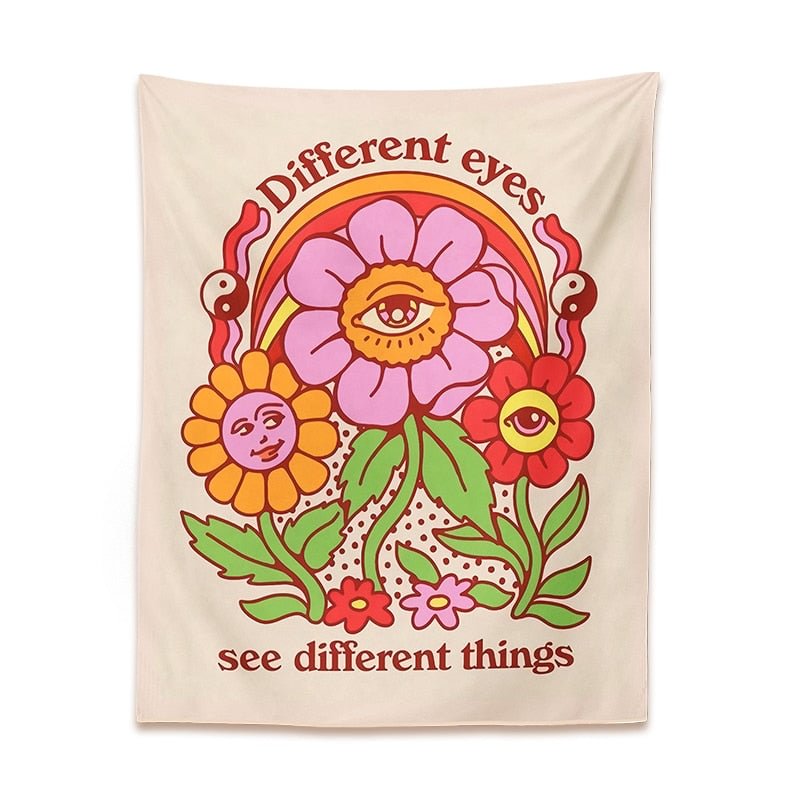 Flowers Eyes Tapestry Wall Hanging Boho different eyes Tapestry Rainbow flowers Ouija Wall Decor College Dorm Bohemian Decor