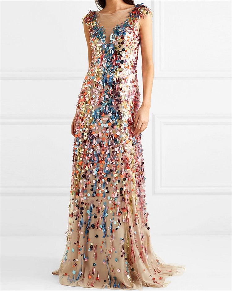 Women's Solid Color Sequins Dress