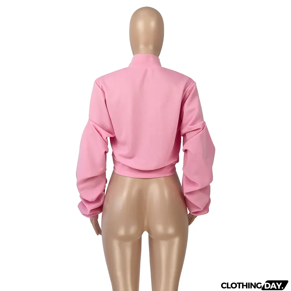 Casual Pile Sleeve Zipper Cardigan Coat