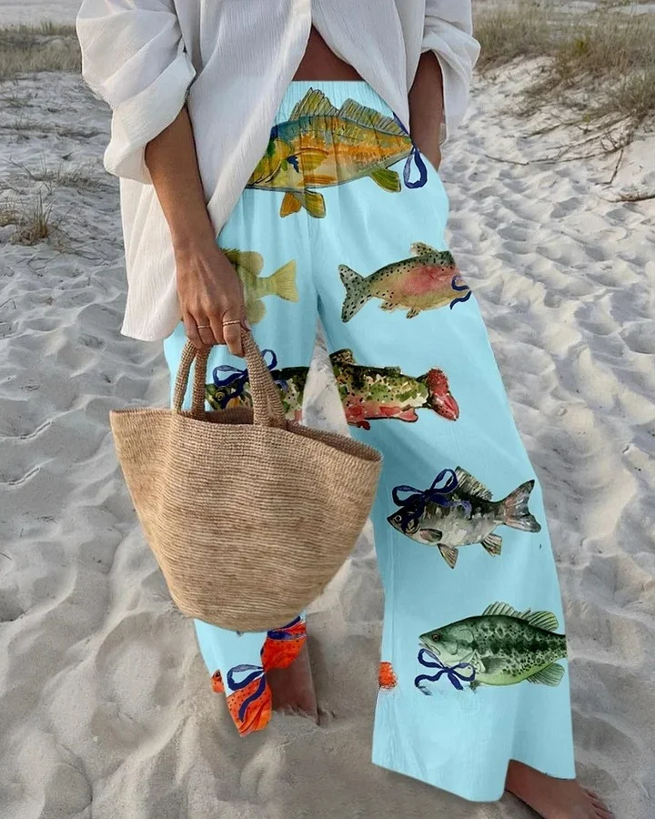 Fish Bow-Print Sleeveless Dress