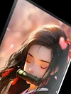 3D Decorative Paint of Light Guide Transformation Kamado Nezuko with LED - Demon Slayer: Kimetsu No Yaiba Decorative Painting - momo Studio