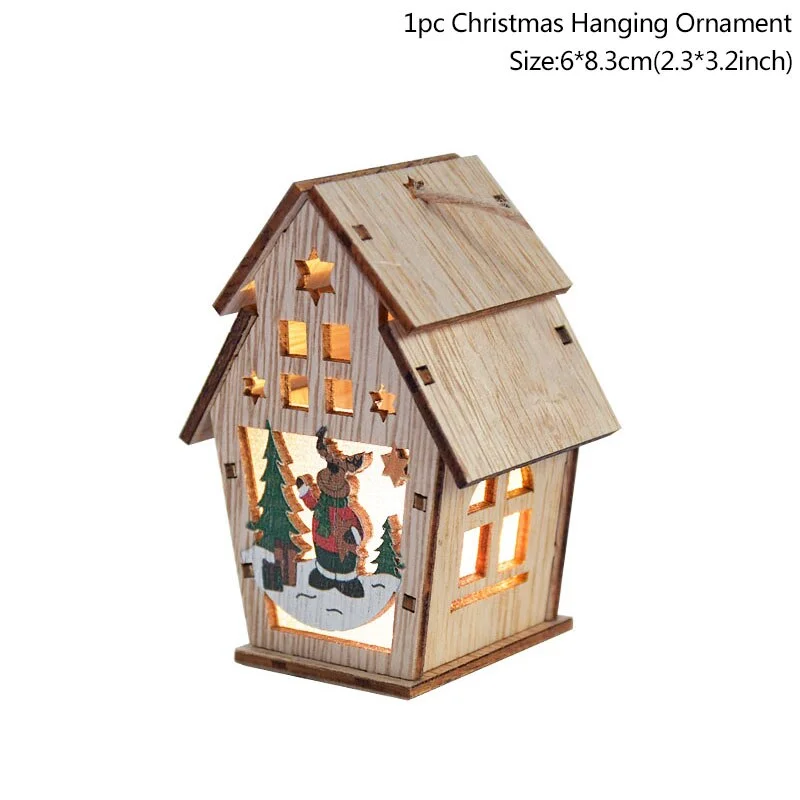 Led Light Wood House Christmas Tree Decorations For Home 2020 Christmas Tree Hanging Ornaments Navidad New Year Xmas Kids Gift
