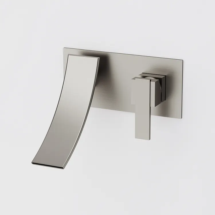 EVERSTEIN Wall-Mount Waterfall Bathroom Sink Faucet 3.93'' Spout Height Brushed Nickel