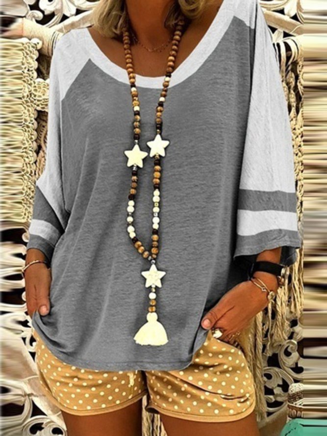 3/4 Sleeve Shift Casual Shirts & Tops Zaesvini