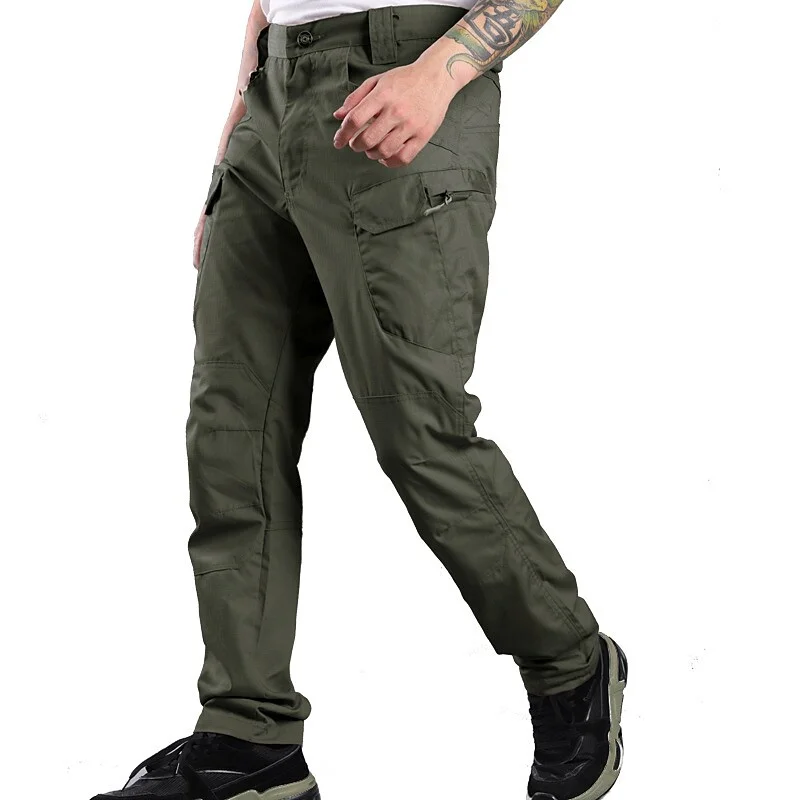 Men's tactical pants men military rip-stop army combat trousers cotton multi-pockets casual cargo work hunt pants