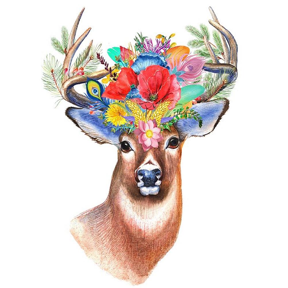 

Flowers Elk - Round Drill Diamond Painting - 30x40cm, 501 Original