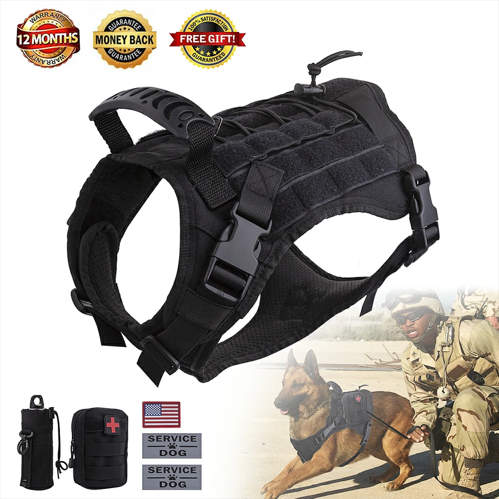 Guardian Series - Tactical Dog Vest with Medical Bag and Water Bottle Bag