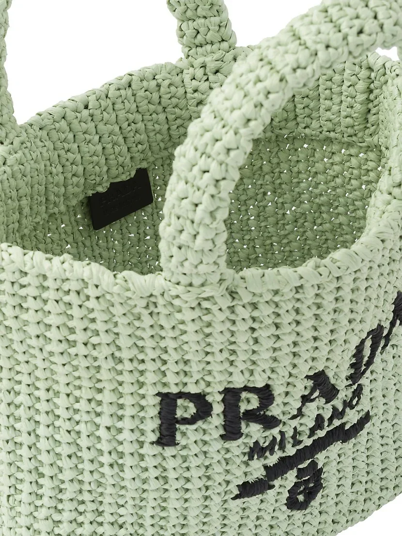 Prada Small Raffia Tote Bag green