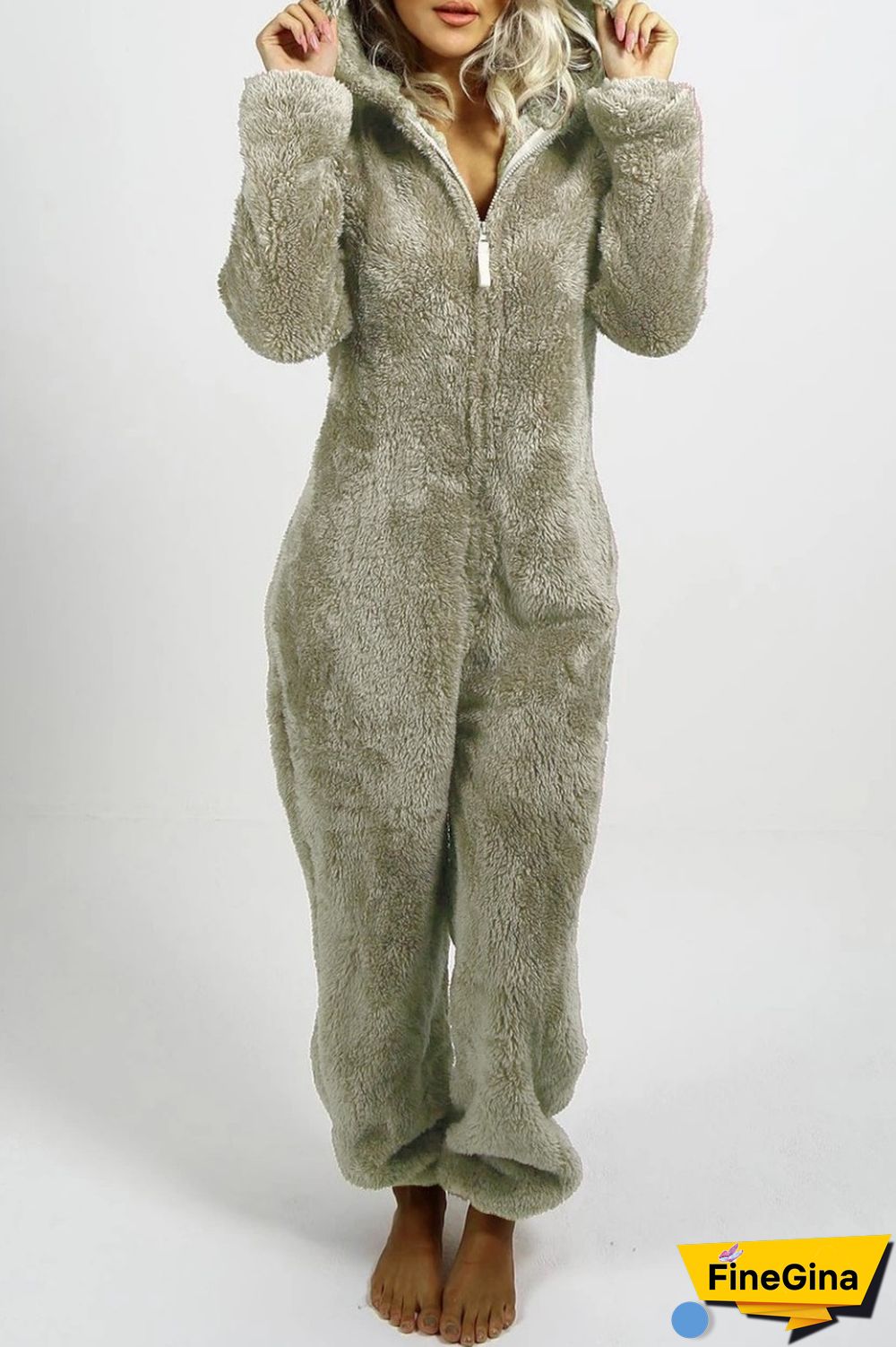 Yellow Casual Living Solid Patchwork Hooded Collar Regular Jumpsuits