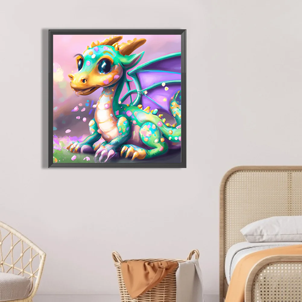Full Round Diamond Painting 30*30cm - Cartoon Pterosaur
