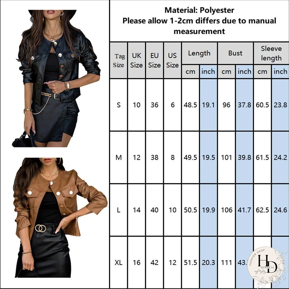 Women PU Leather Jackets Spring Autumn Faux Leather Coats Ladies Motor Biker Button Slim Jackets Basic Black Short Coats D30