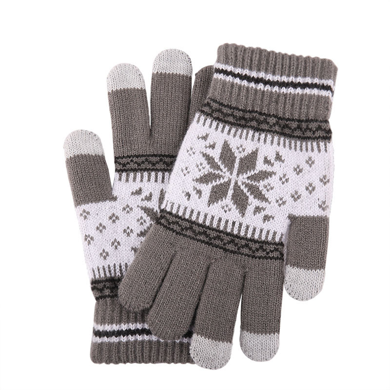 Christmas Snowflake Touch Screen Warm Knitted Wool Gloves