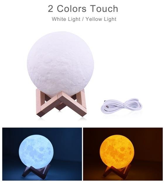 Rechargeable Tap Control Moon Lamp Colors Selector with Remote