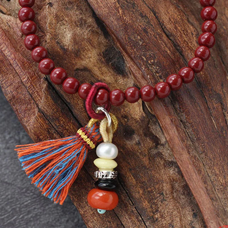 Zen Cairn Cinnabar Blessing Charm Bracelet