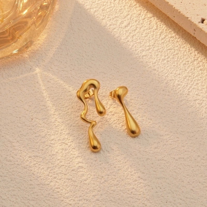 1 Pair Minimalist Water Droplets 304 Stainless Steel 18K Gold Plated Ear Clip Ear Studs