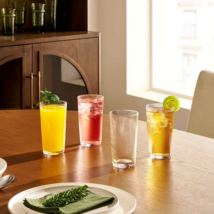 Flute Tall Drinking Glasses, Set of 4