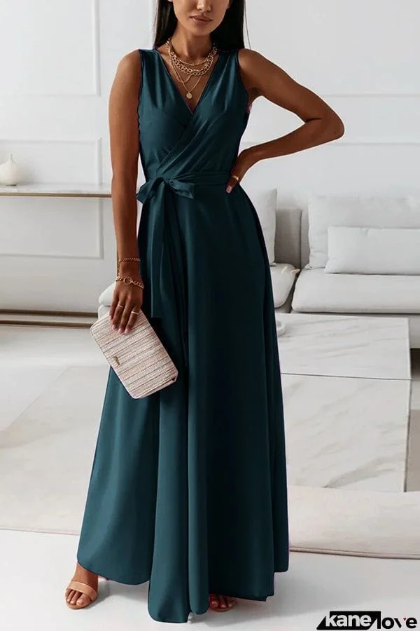 Tie Waist Wrap Maxi Dress