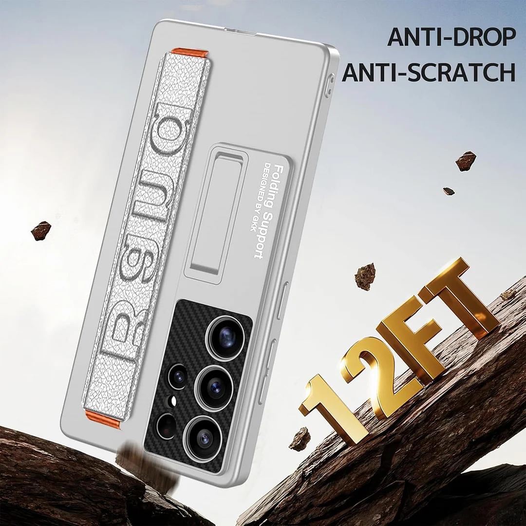 Suitable for S26 Ultra phone case, ultra-thin stand, elastic wrist strap, precision hole, shockproof protective case