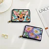 2pcs Flower Deer Pattern Diamond Painting Fashion Card Holder Compact Coin Purse