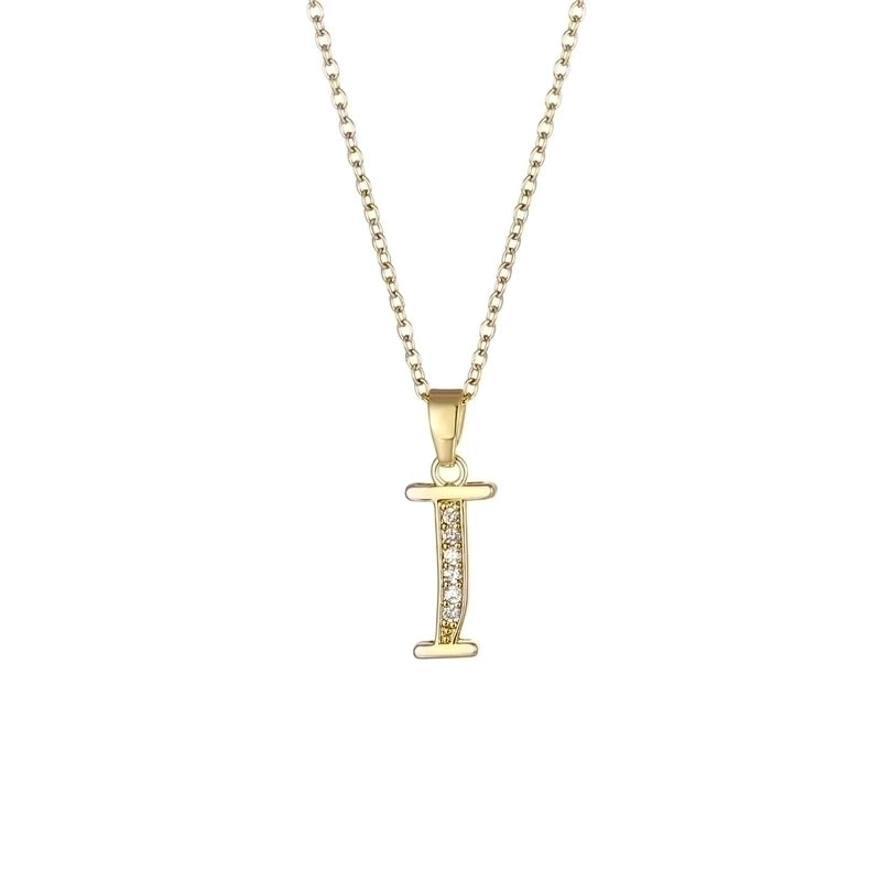 Stainless Steel Titanium Steel 18K Gold Plated Fashion Plating Inlay Letter Zircon Pendant Necklace