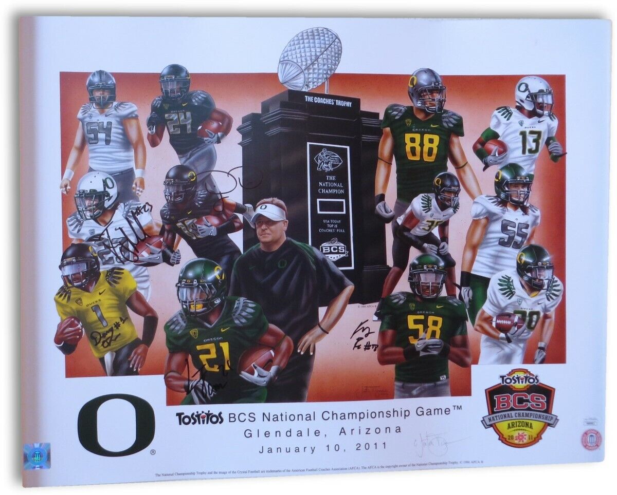 2011 Oregon Multi Signed Autograph 18X24 Poster LaMichael James Six Sigs JSA COA