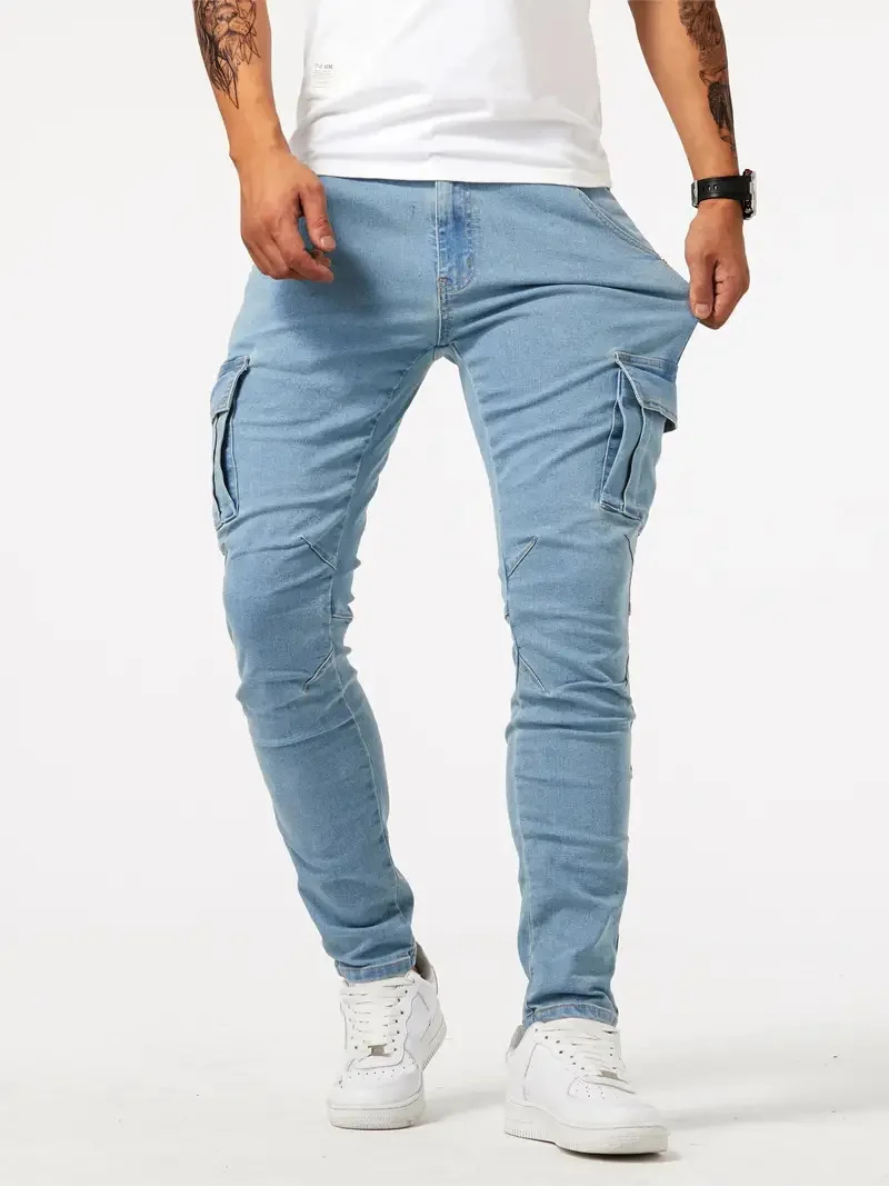 Men's Multi-bag Denim Jeans Biker Jeans