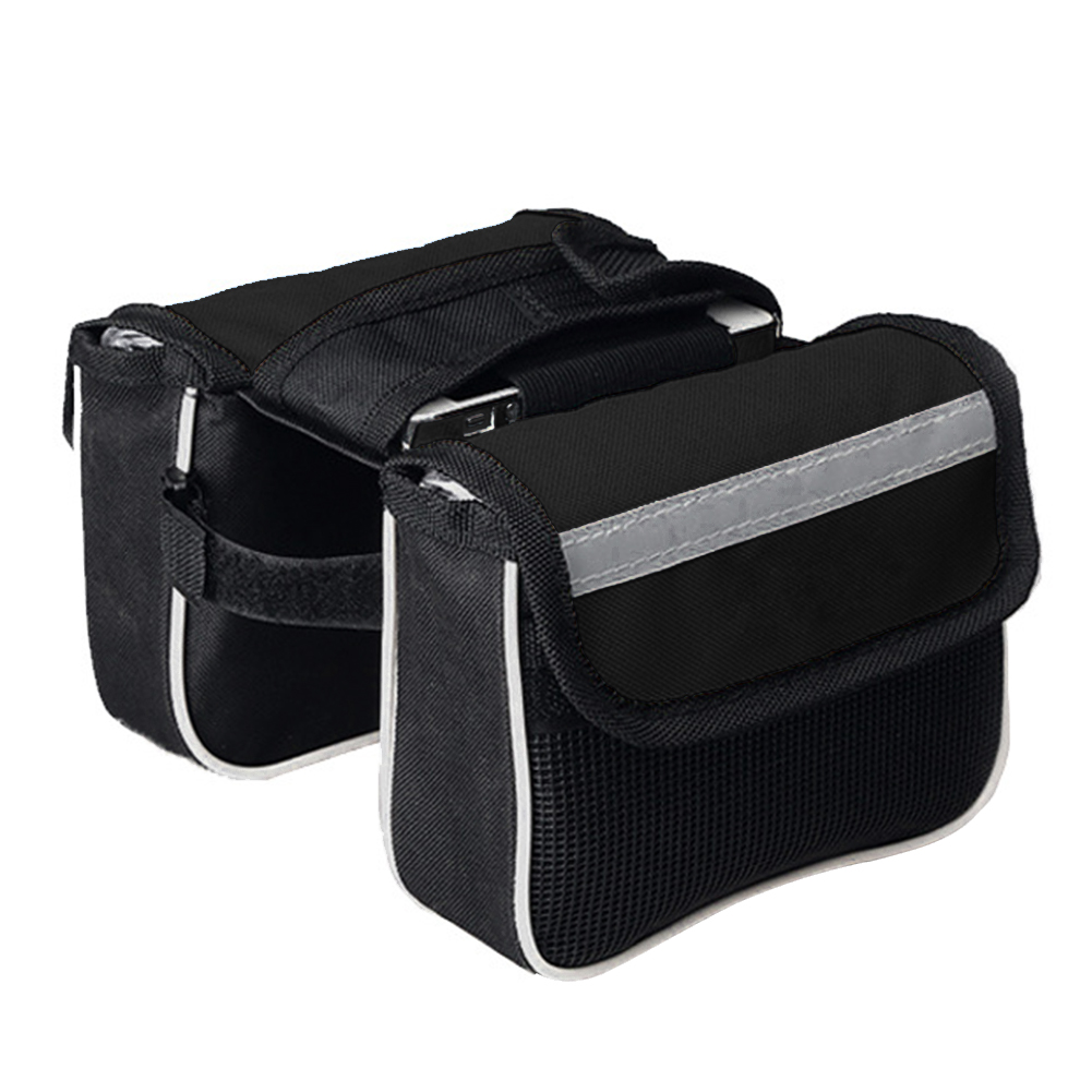 

MTB Bike Saddle Bag Frame Front Top Tube Cycling Phone Case Pouch, Black, 501 Original