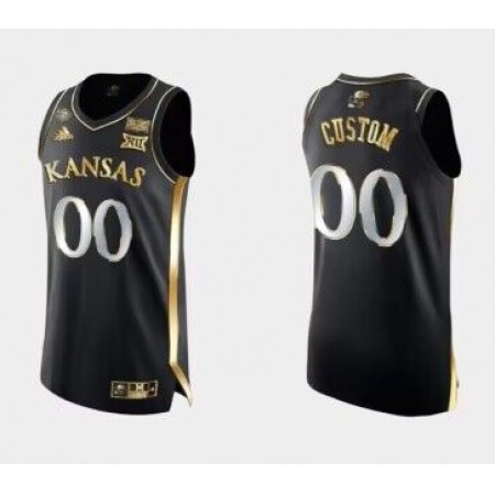 Men's Kansas Jayhawks Custom Black Gold Stitched Basketball Jersey EW9G