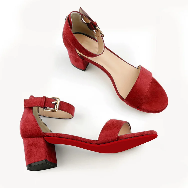 50mm/2 Inch Women's Chunk Low Heel Pump High Heels Red Bottoms Sandals VOCOSI VOCOSI