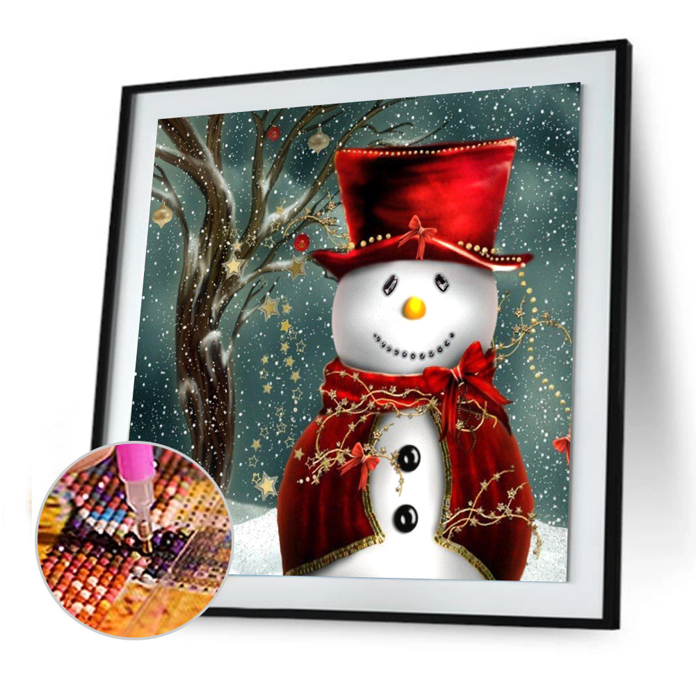 

(Multi Size) Christmas Snowman Round/Square Drill Diamond Painting, Square diamond 40*40cm, 501 Original