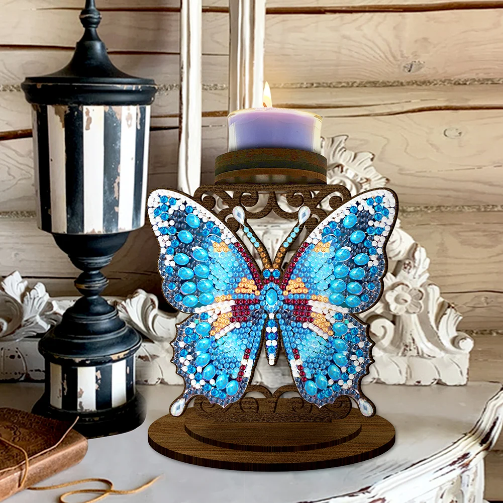 5D DIY Butterfly Desktop Diamond Painting Art Candle Holder Home Decor 